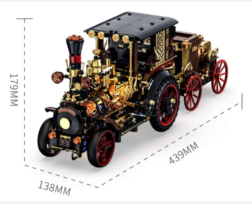 Building Blocks - Creative 1331Pcs Vintage Mechanical Steam Car